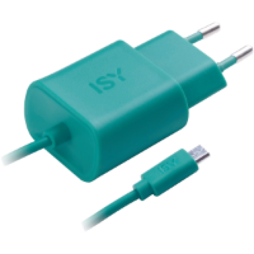 ISY IWC 3000 Micros USB fali töltő kábellel, zöld