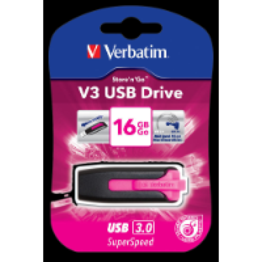 Store n Go V3 16GB USB 3.0 pendrive fekete-ciklámen