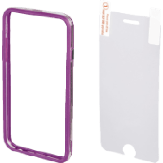iPhone 6 képernyővédő fólia + lila műanyag tok