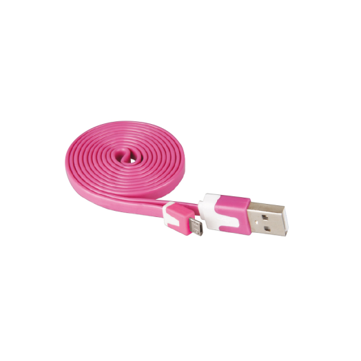 Emos okostelefon lapos kábel USB 2.0 A -USB microB,1m,pink