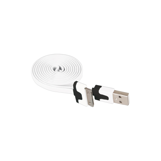 Emos lapos kábel iPhone-hoz USB 2.0 A- i30P/M 1m, fehér