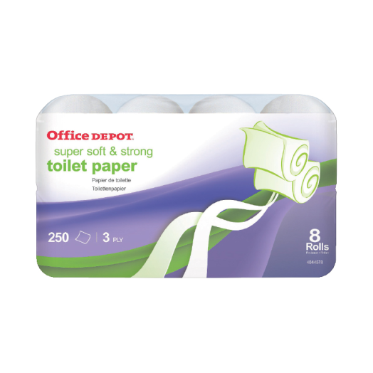Office Depot toalettpapír, 3 rétegű, fehér, 8 tek