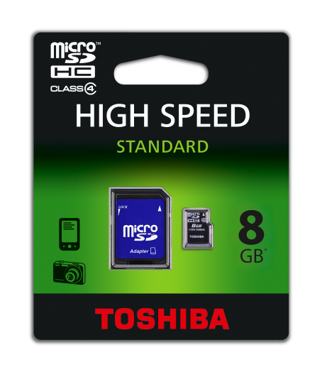 Toshiba micro SDHC 8GB memóriakártya,Class4, +adapter