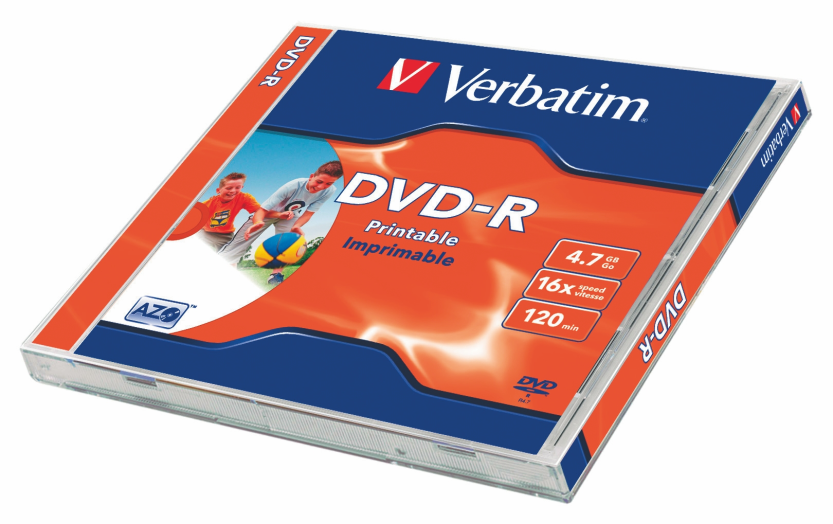 Verbatim DVD-R nyomtatható, matt, 4,7GB, 16x,normál tokos
