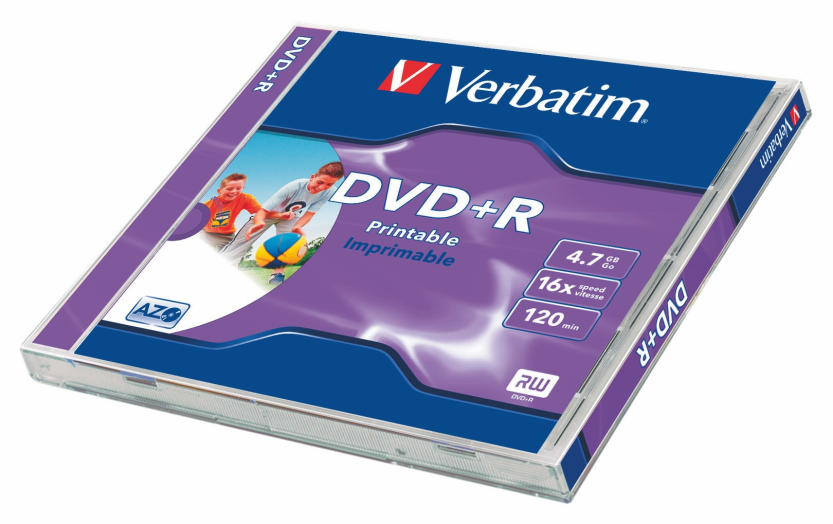 Verbatim DVD+R nyomtatható, matt, 4,7GB, 16x,normál tokos