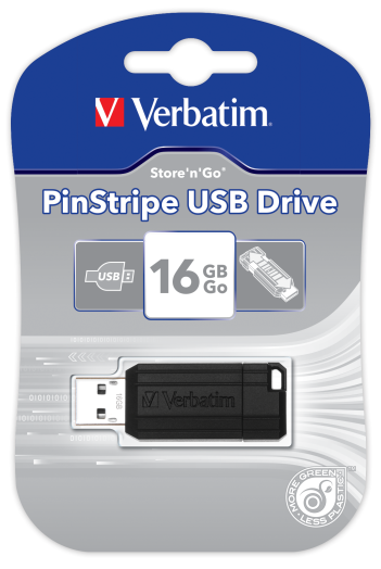 Verbatim Pinstripe 16GB USB memória, USB 2.0, fekete