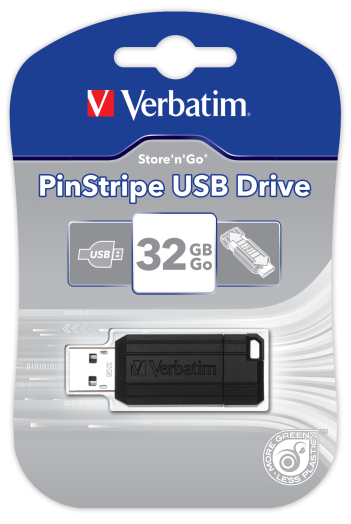 Verbatim Pinstripe 32GB USB memória, USB 2.0, fekete