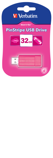 Verbatim Pinstripe 32GB USB memória, USB 2.0, ciklámen
