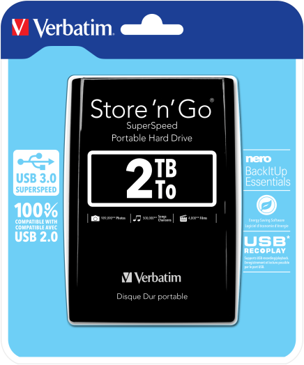 Verbatim külső HDD 2TB USB 3.0, 2,5', fekete