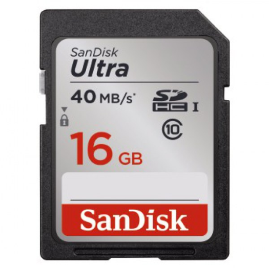 Sandisk SDHC Ultra kártya 16GB, Class10, 40MB/s