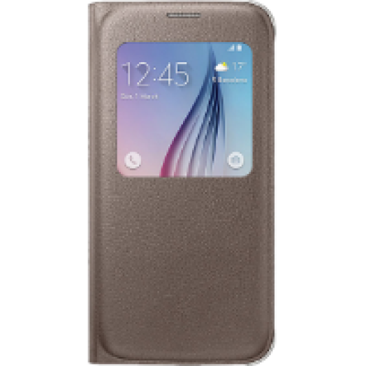 GALAXY S6 bőr s-view arany