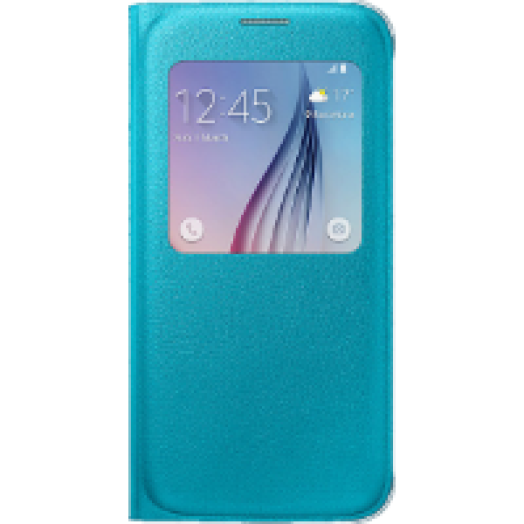GALAXY S6 bőr s-view kék