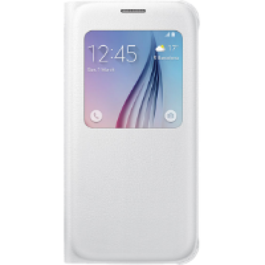 GALAXY S6 bőr s-view fehér