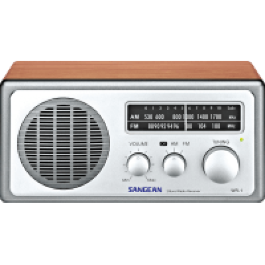 WR-1 W/S FM / AM klasszikus fa dobozos asztali rádió (dió/ezüst)