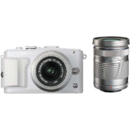 E-PL6 fehér + EZ-M1442 II R ezüst + EZ-M4015 ezüst Kit