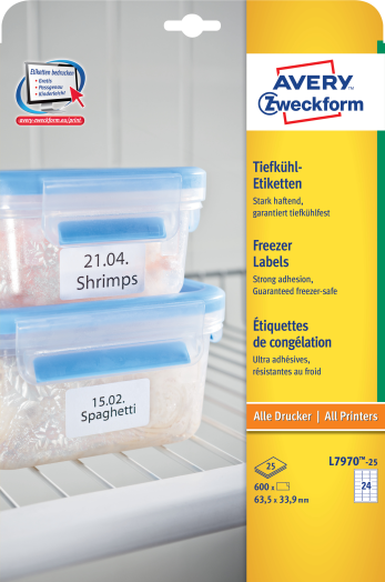 AVERY fagyasztócímke 25 lap