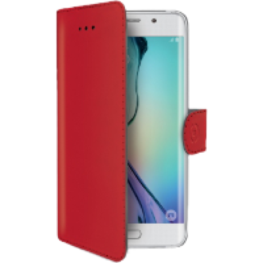 SAMSUNG Galaxy S6 Edge bőr tok piros