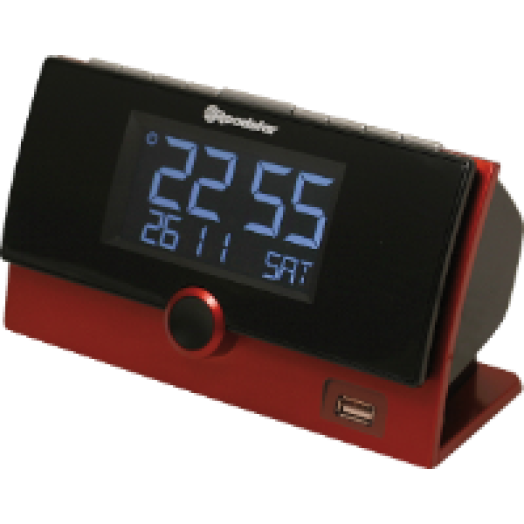 CLR-2630 USB/RD rádiós ébresztőóra, piros