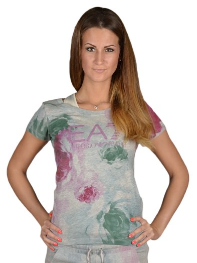 TRAIN GRAPHIC W TEE RN SS FLOWERS