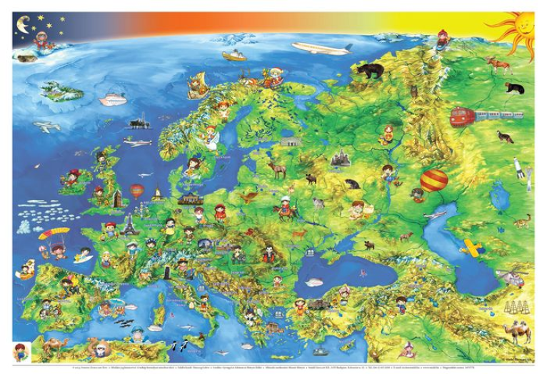 Könyöklő Európa országai/ Európa gyerektérkép