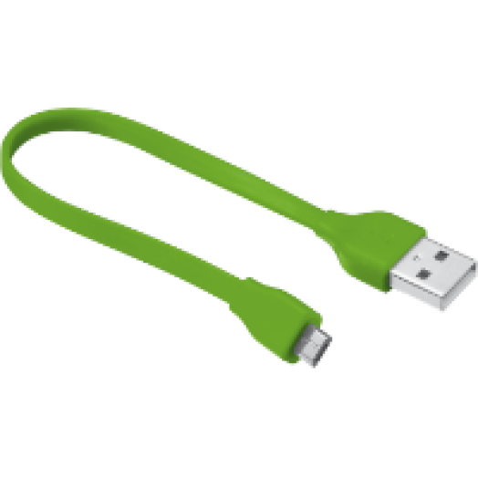 Flat micro-USB zöld töltő/adatkábel 20cm (20142)
