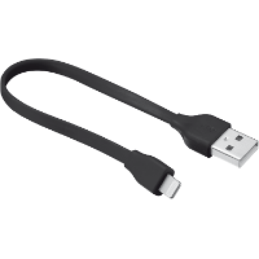 Flat Lightning fekete töltő/adatkábel 20cm (20131)