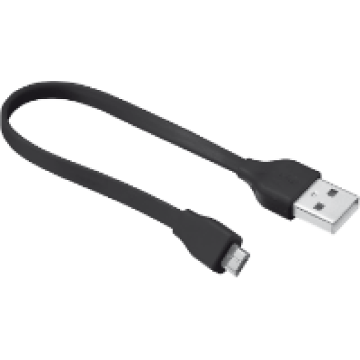 Flat micro-USB fekete töltő/adatkábel 20cm (20139)