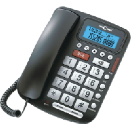 5030 asztali telefon időseknek, fekete színben