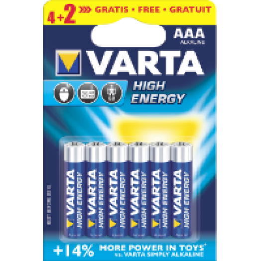 High Energy alkáli mangán mikroceruza elem (6xAAA)