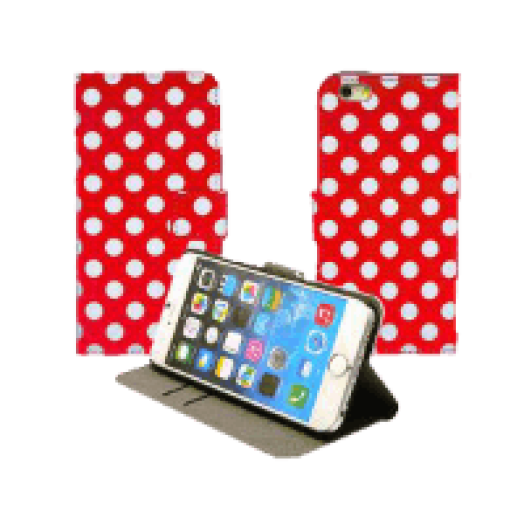 Iphone 5 pöttyös flip oldalra nyíló tok piros