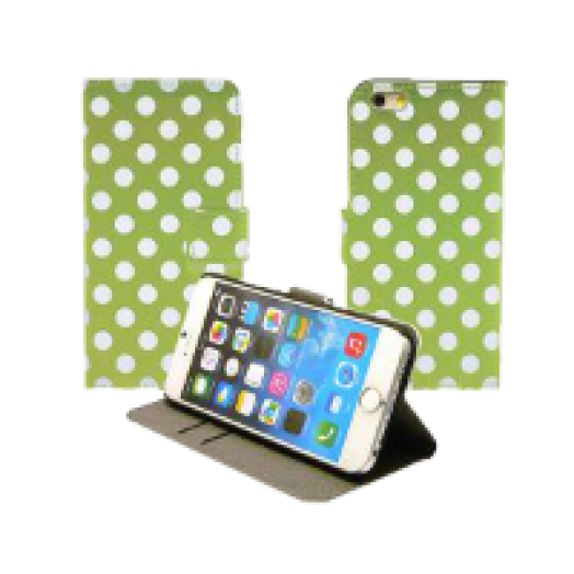 Iphone 5 pöttyös flip oldalra nyíló tok zöld