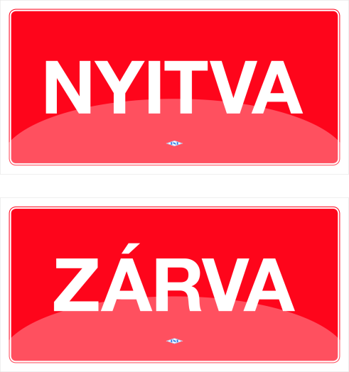 Pd táblamatrica 10x20 cm Nyitva-Zárva kétoldalas piros