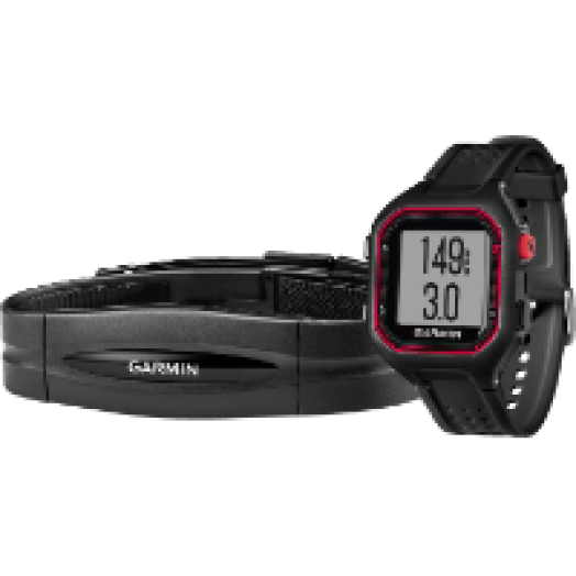 Forerunner 25 fekete/piros okosóra + HRM RUN szívritmuspánt (nagy)