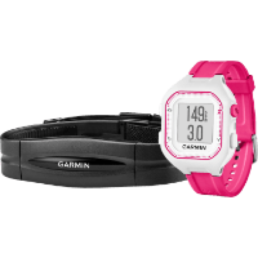 Forerunner 25 fehér/pink okosóra + HRM RUN szívritmuspánt (kicsi)