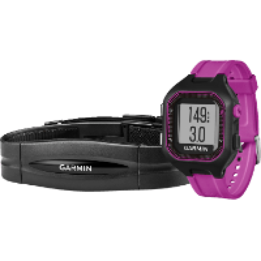 Forerunner 25 fekete/bíbor okosóra + HRM RUN szívritmuspánt (kicsi)