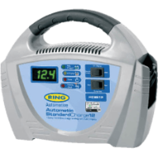 Akkutöltő RING 12 V 12 A max 180 Ah, automata, polaritás védelem, állapot jelző LED-dek