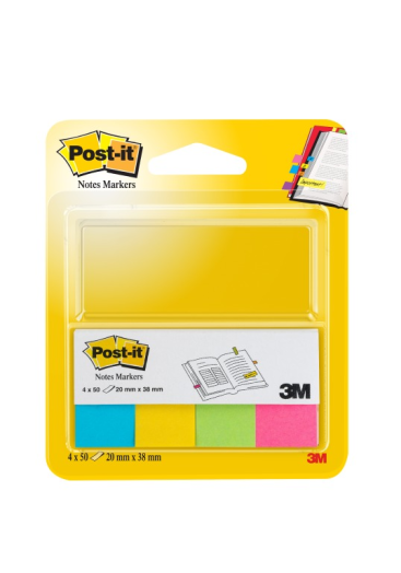 Post-it 670-4U jelölőlapok 20×38 mm ultra színek 4×50db