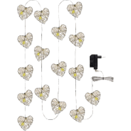 ZY1404 Szív karácsonyi füzér 3m, 16LED, 1W