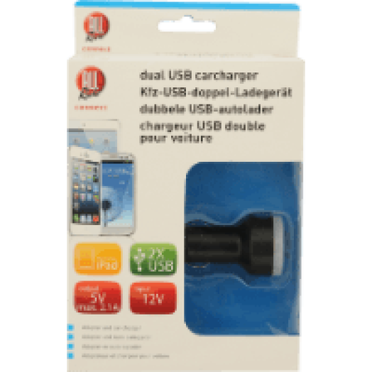 Töltő dupla USB szivargyújtó csatlakozóval, 12/24V, 5V max. 2100mA