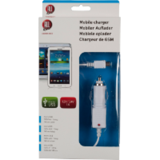 Töltő micro USB szivargyújtó csatlakozóval 12/24 V