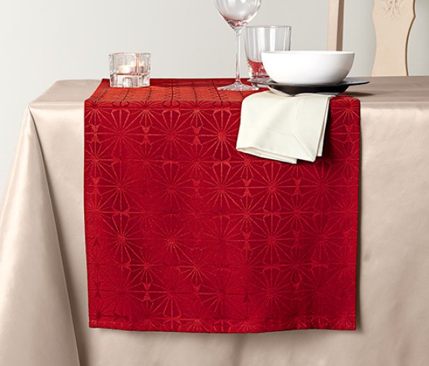 Jacquard asztali futó, piros
