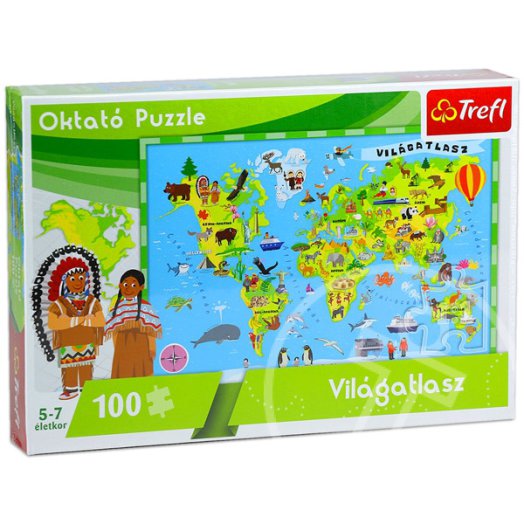Világatlasz 100 db-os oktató puzzle