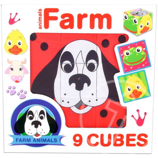 Háziállatok 9 db-os kocka puzzle