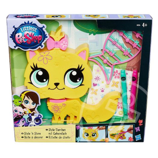 Littlest PetShop: dekorálható tároló - sárga cica