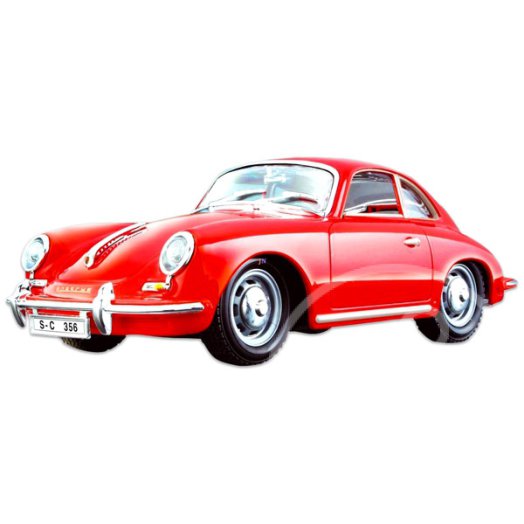 Bburago: Porsche 356B Coupe modellautó - piros, 1:24