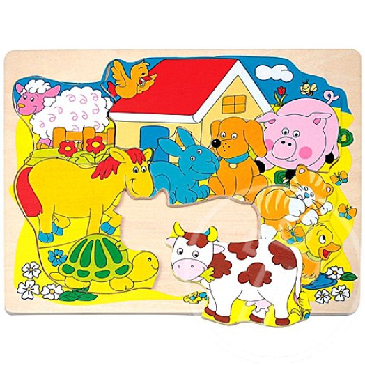 Fa formapuzzle háziállatokkal