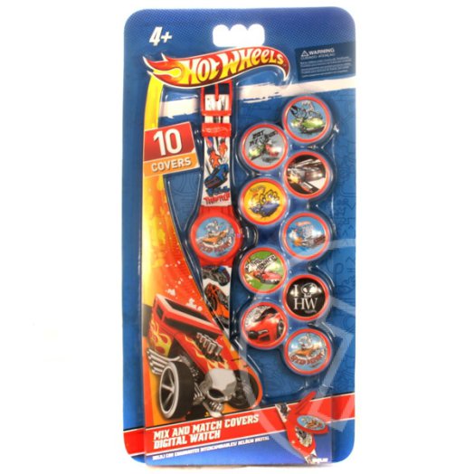 Hot Wheels karóra 10 db előlappal + TARTALÉK ELEMMEL!