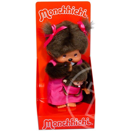 Monchhichi anyuka és kicsinye 20cm rózsaszín