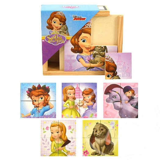 Szófia hercegnő fa puzzle dobozban 6x4db