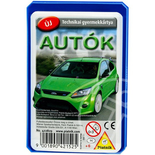 Autók - technikai gyermekkártya